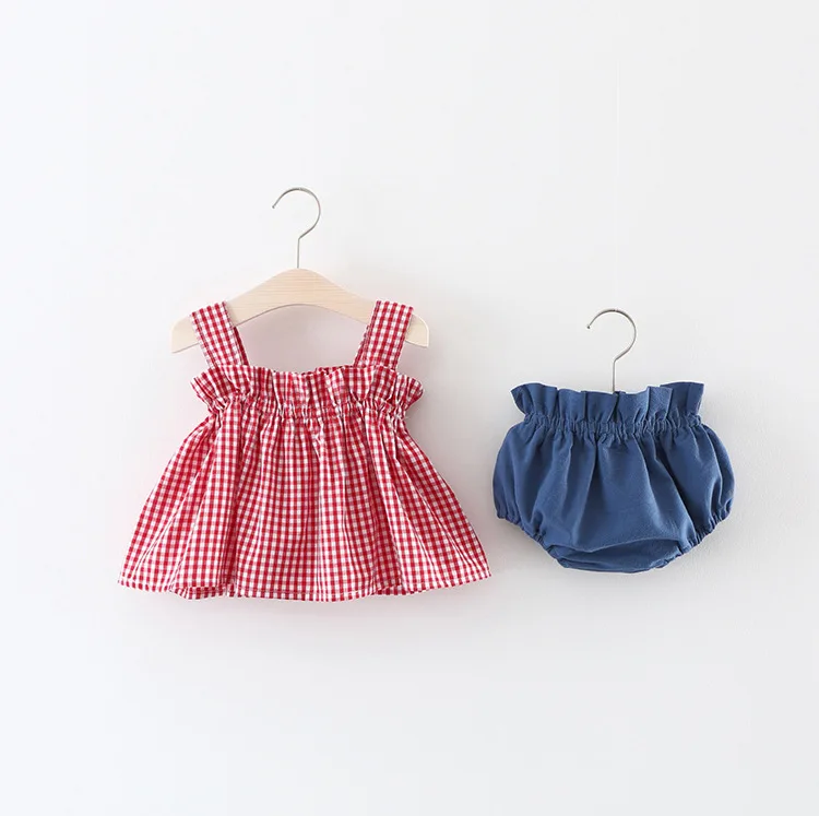 Roupas sem Mangas Vestido plus Briefs Conjuntos de Roupas de Verão Novo Bebê Recém nascido Meninas 2 Pcs Outfits Set Listrado Impresso Bonito Sunsuit 0 24 m 58 Novo bebê recém nascido meninas roupas sem