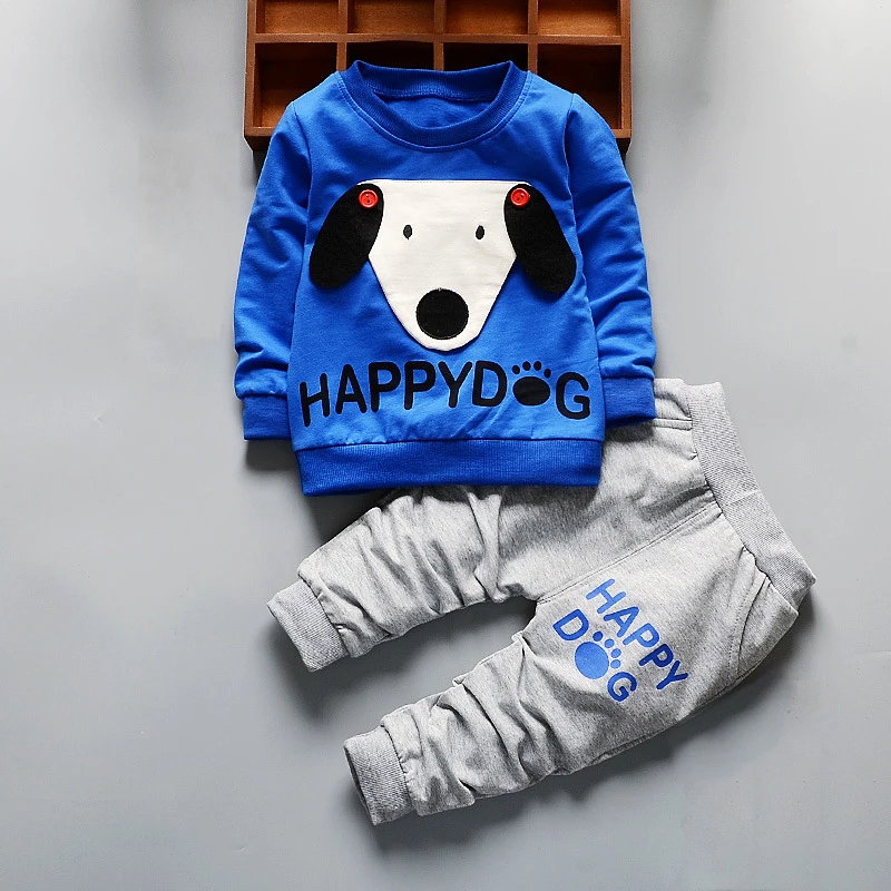 

IENENS Trend Spring Boys Girls Cute Animal Pattern Sweater Children's Clothing Set Cotton Hoodless Sweater Suit Tops + Trousers