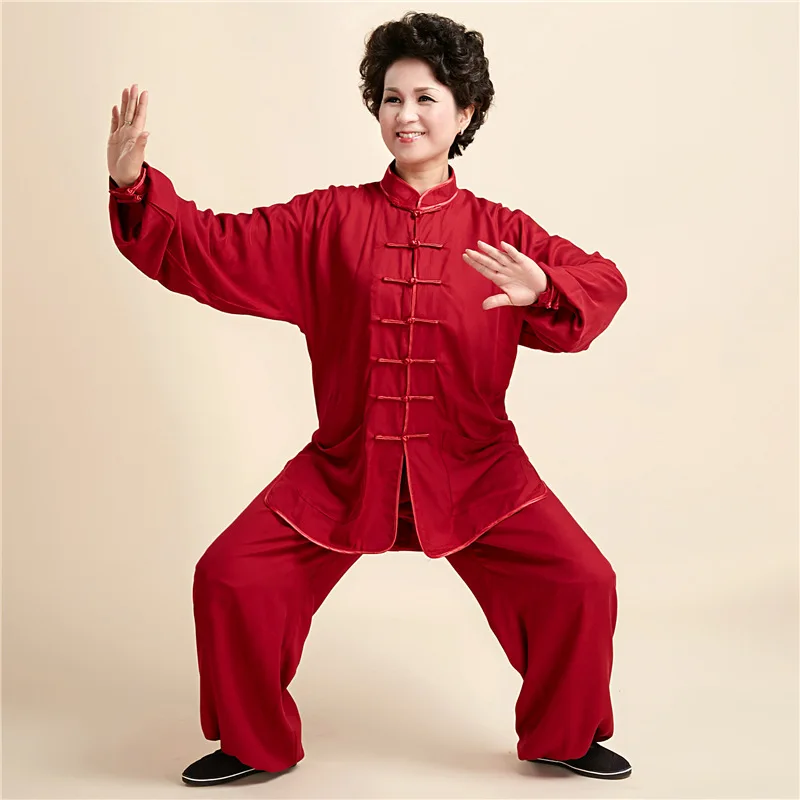 Весенне-осенний женский хлопковый костюм кунг-фу тай-чи с длинными рукавами китайская женская форма Размер XXS XS S M L XL XXL XXXL