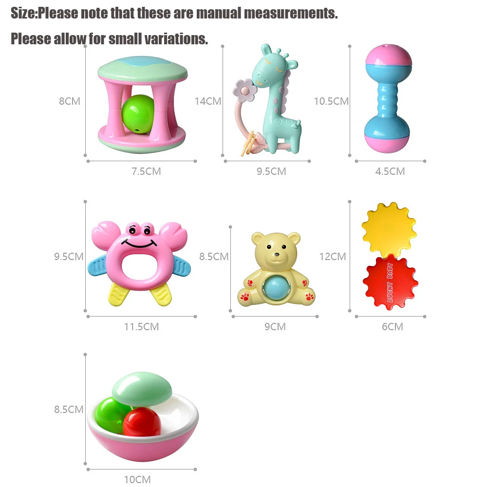 Интеллект Прорезыватель музыка встряхиватель колокольчик игрушки, погремушки для младенцев 7 шт новорожденных пластиковые зверушки в подарок развивающие детские игрушки 0-12 месяцев