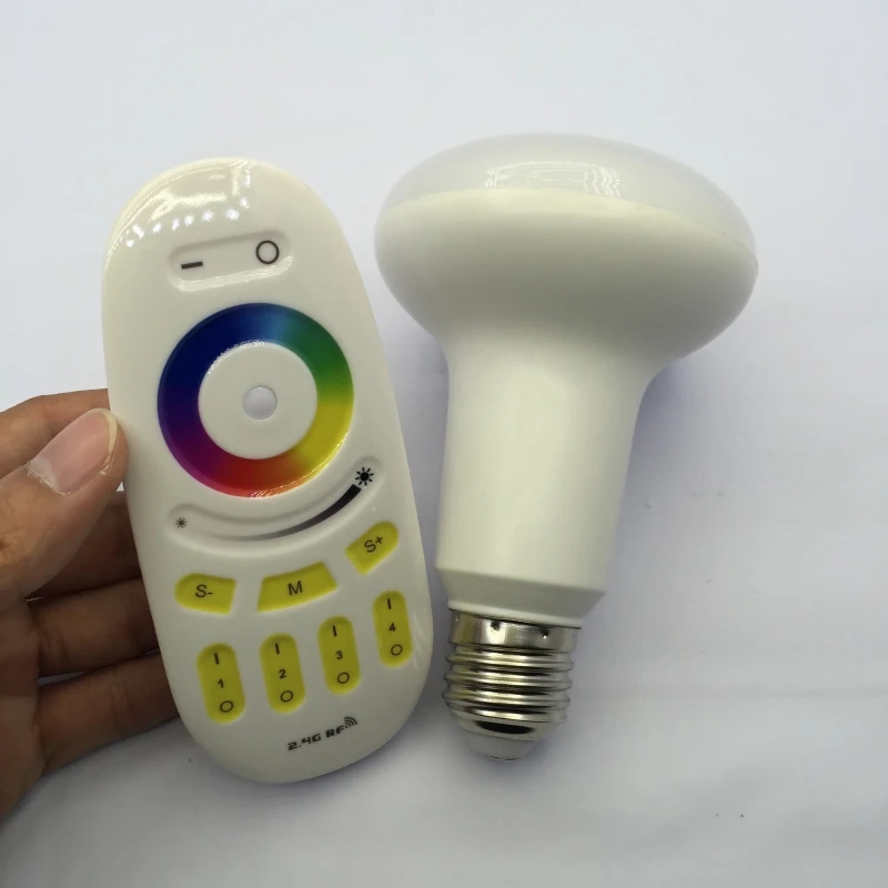 

2.4G RF 9W RGBW AC85-265V Mushroom Type LED Bulb with wireless 4-zone remote controller