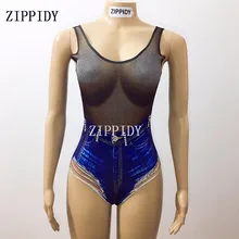 Сексуальное джинсовое боди с принтом, костюм, обтягивающее стрейчевое трико для выступлений, женская одежда, боди, вечерние, для бара, диджея, для танцев, одежда для особых случаев