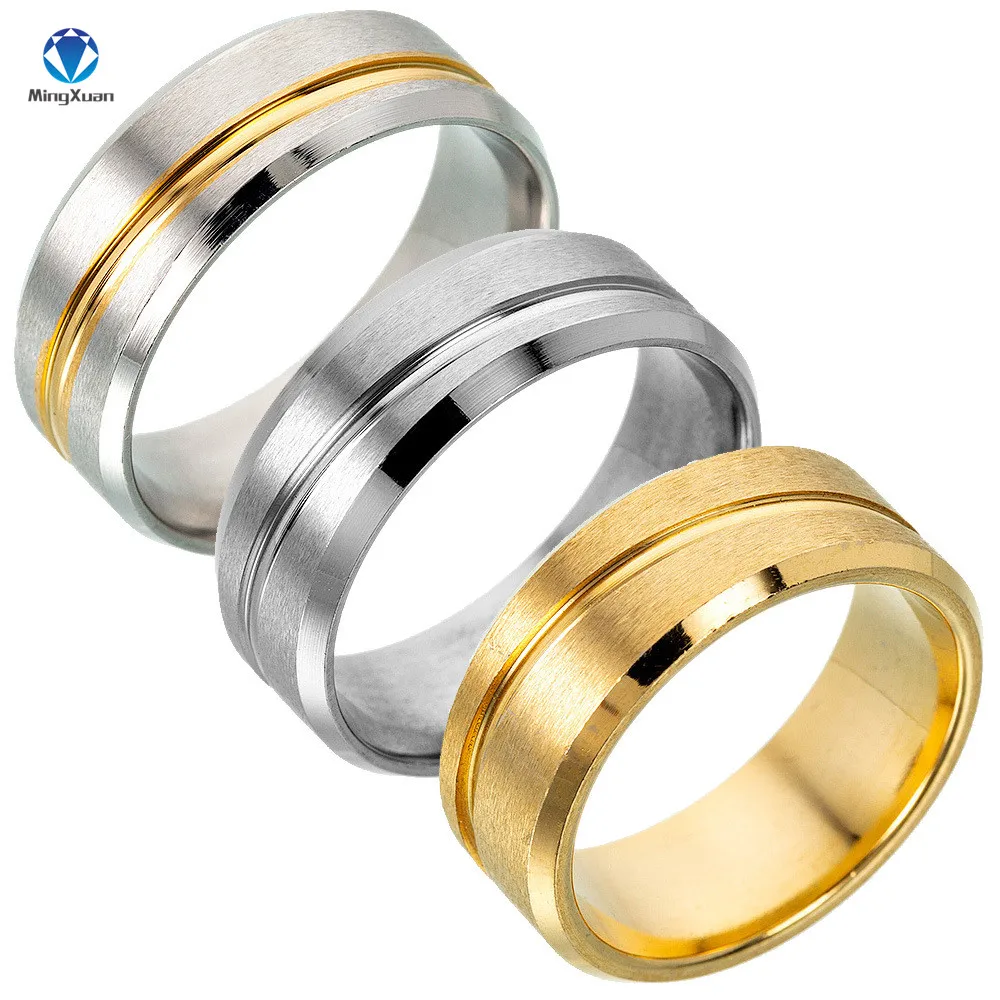 

2018 New Fashion 316L Stainless Steel Ring Mens Jewelry for Men Wedding Band male ring for lovers