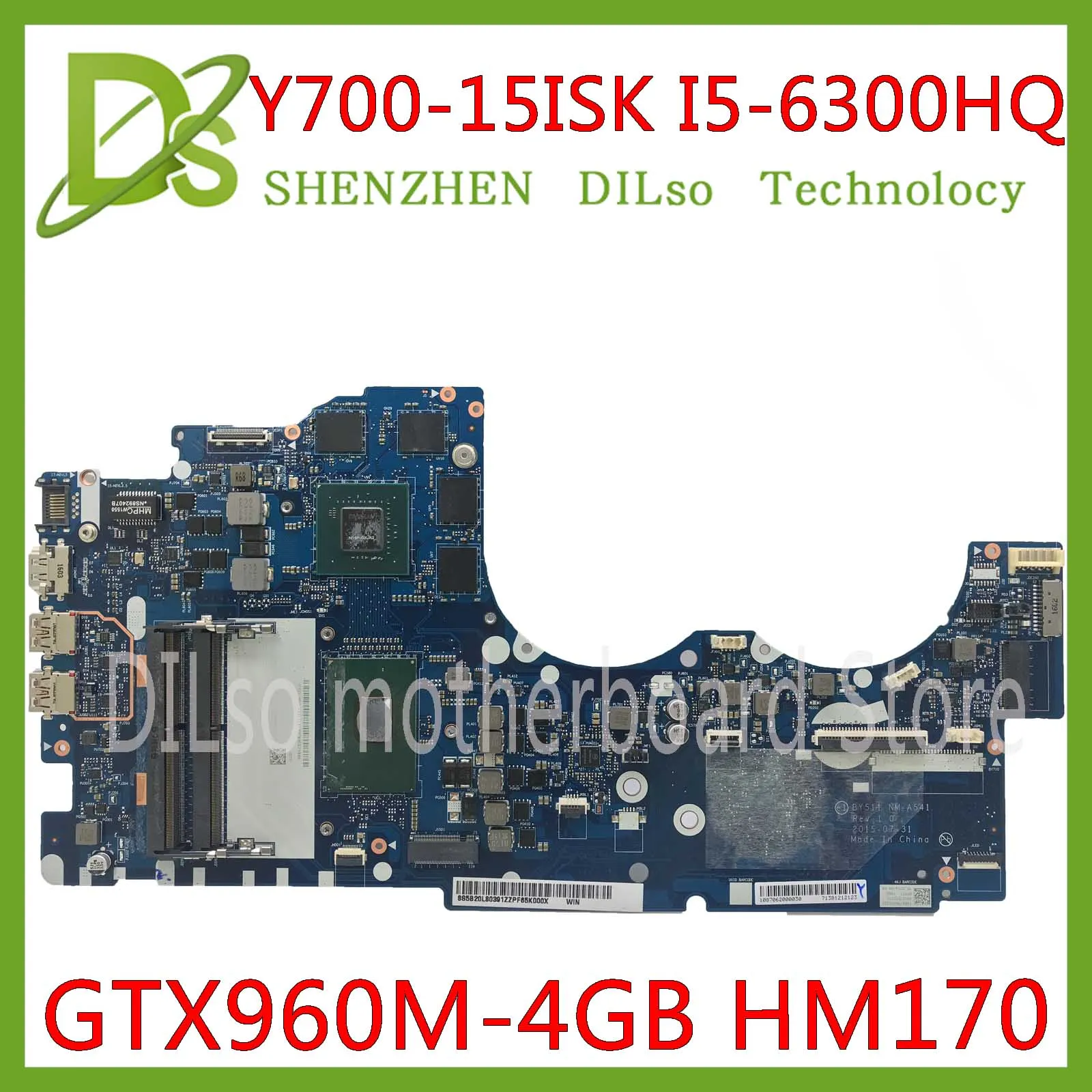 KEFU NM-A541 материнская плата для Lenovo Ideapad Y700-15ISK Y700 Y700-15 BY511 ноутбука I5-6300HQ GTX960M 4 Гб