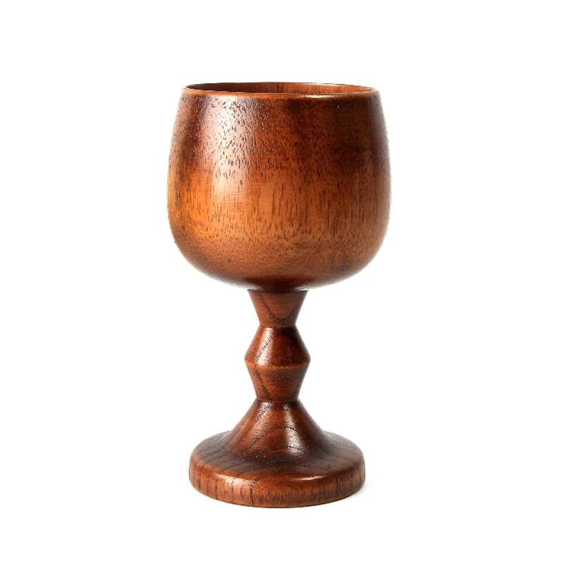 Natural Solid Wood Cup Classic Wooden Wine Cup Vintage Goblet Chalice Wood Drinking Dining Cup Drinkware Gift (2)