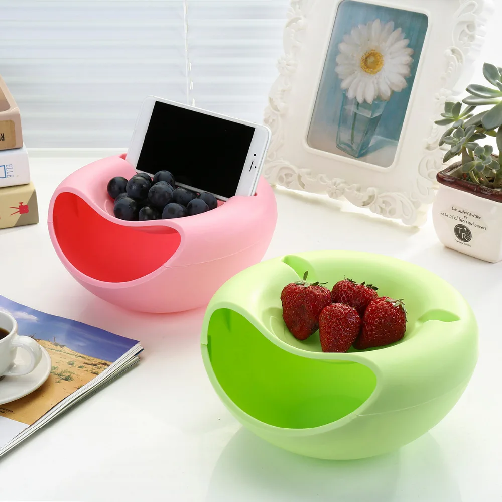 

Multifunctional Plastic Dry Fruit Double Layer Containers Holder Storage Box Melon Seeds Nut Bowl Table Desk Plate Dish Organiz