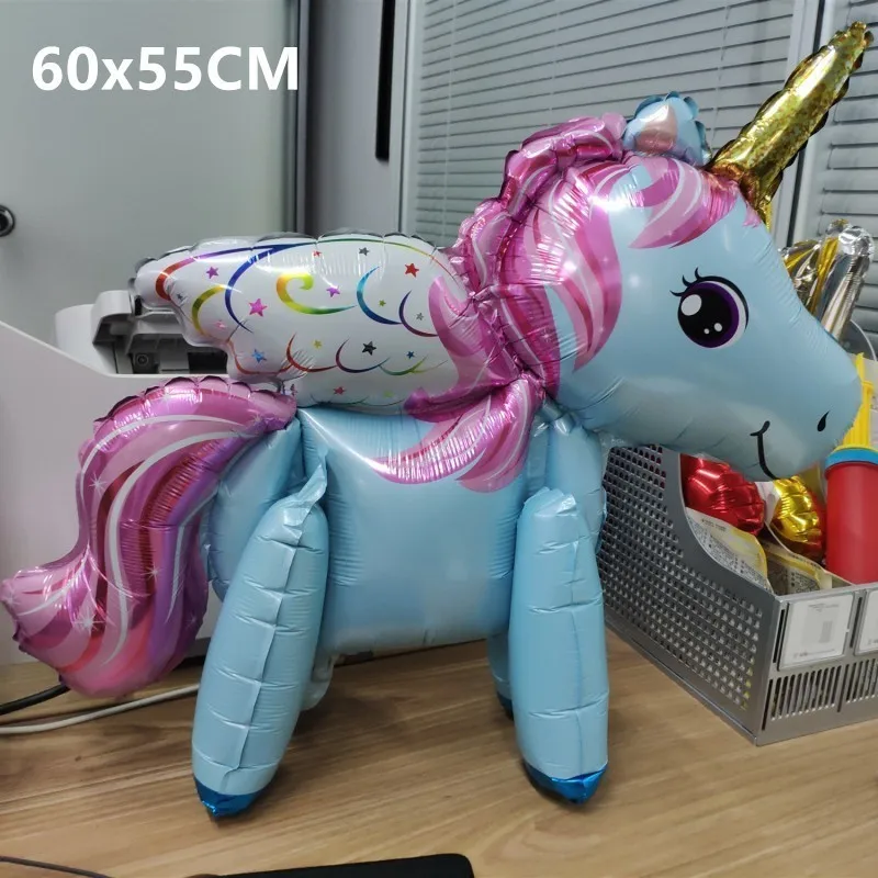 1 шт. большие 4D фольгированные воздушные шары-единороги Декор My Little Pony вечерние Babyshower аксессуары для украшения дома воздушный шар «С Днем Рождения» - Цвет: blue