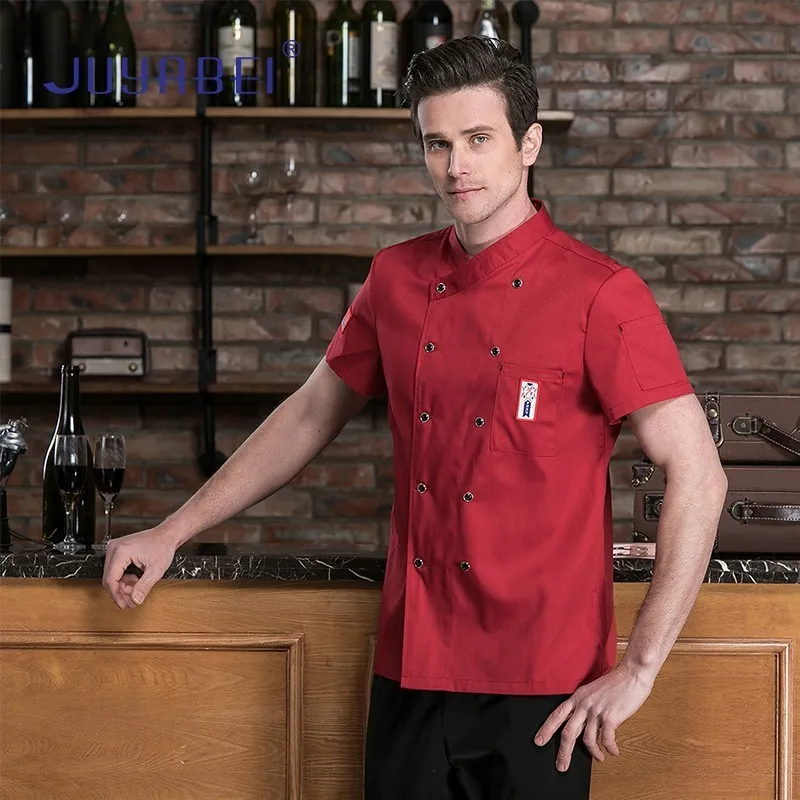 

Kitchen Cooking Jacket Summer Chef Double Breasted Short Sleeve Uniform Catering Industry Hotel Hairdressers Salon Working Shirt