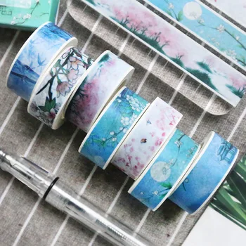 

15mm*7m Flower Decorative Washi Tape lovely Vintage Masking Tape Hand-painted DIY decorative Sticker School Supplies