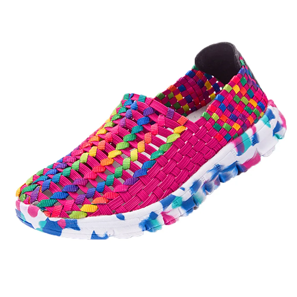 

Women Slip-On Round Toe Spring Autumn Shoes Woven Flats Breathable Shallow Mouth Lazy Slip Resistant Comfort Shoes 20181107