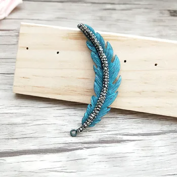 

5 Pieces Brass feather shape Charm Pendant Paved Crystal Rhinestone,DIY Women Jewelry Necklace Finding PD832