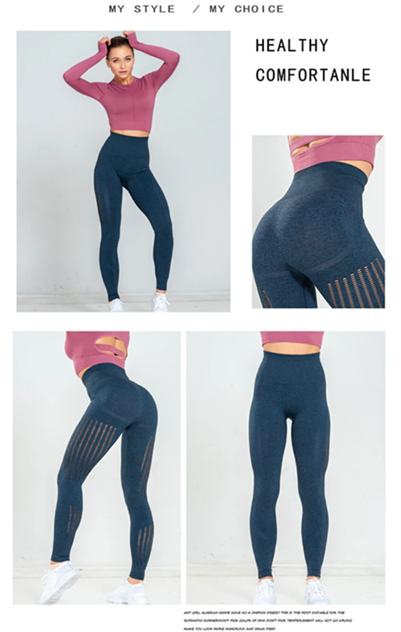 women yoga pants sportswear Compression Tights Seamless Pants Stretchy High Waist Run Fitness Leggings Hip Push Up (2)