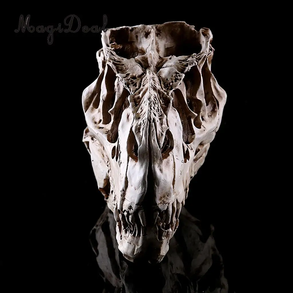 MagiDeal Resin T-rex Skull Replica Skeleton Figurine Collection for Medical teaching Bar Halloween Decoration White