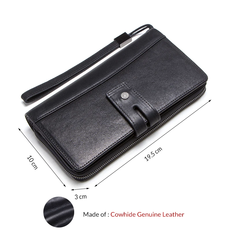 Contact's Genuine Leather Long Wallet Large Capacity Men Coin Purse Male Clutch Wallets Cell Phone Bag Portomonee Card Holder 2