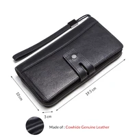 Contact's Genuine Leather Long Wallet Large Capacity Men Coin Purse Male Clutch Wallets Cell Phone Bag Portomonee Card Holder 2