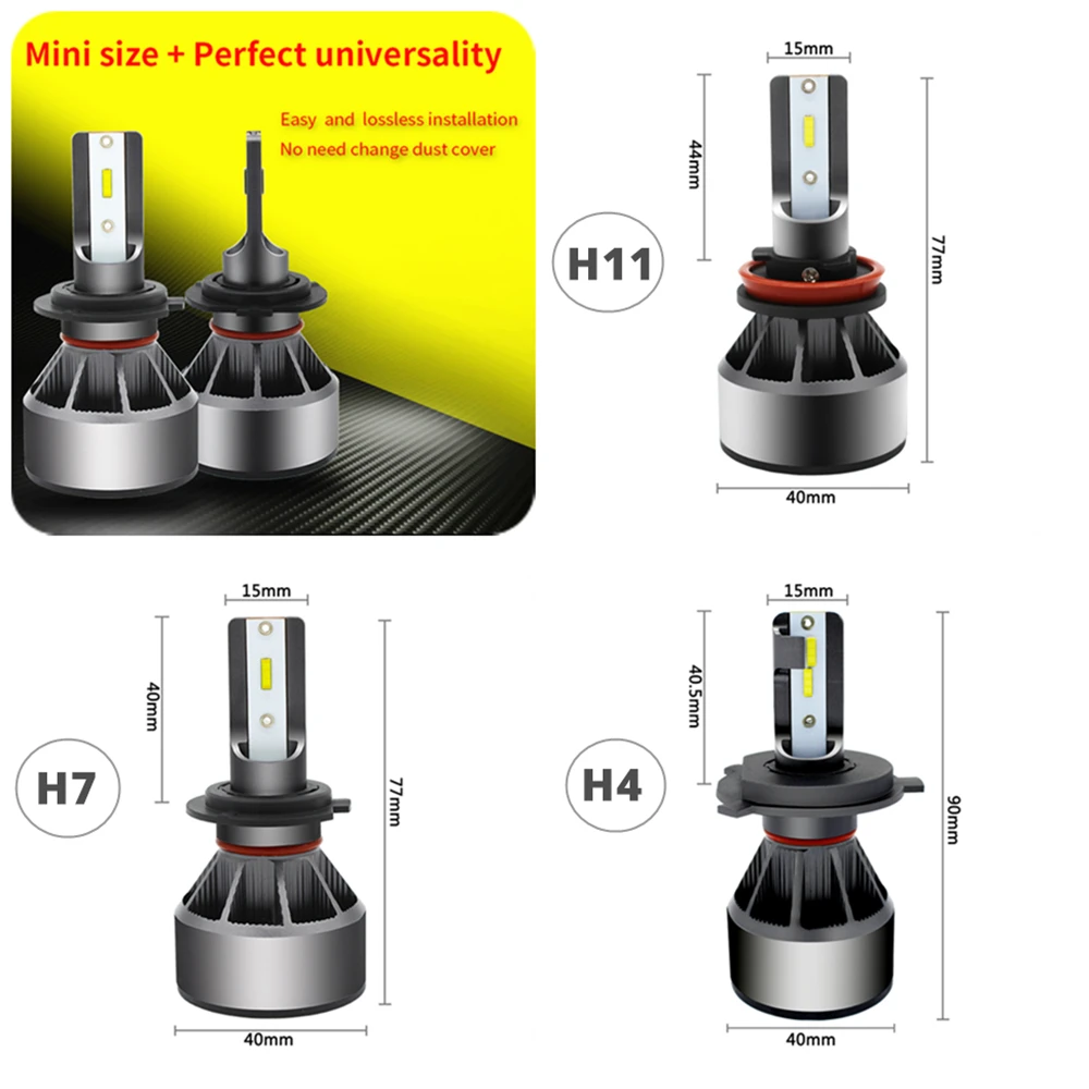 WLJH 2x Высокая мощность 60 Вт 6000лм H7 Led H11 H4 светодиодные фары Hi ближнего света автомобиля фары лампы CSP чип авто фары противотуманные 12 в 24 В