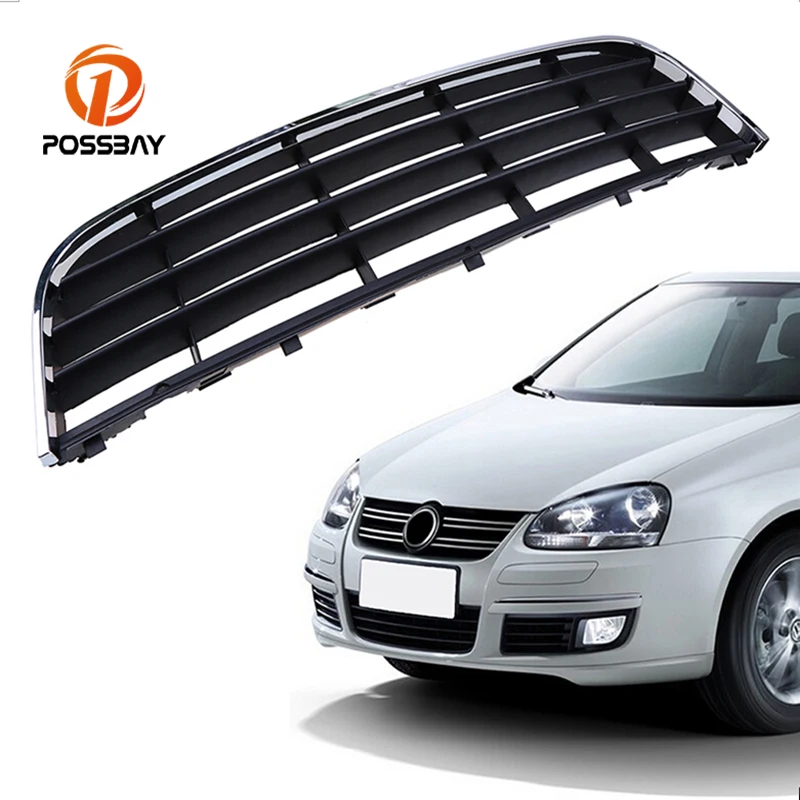 

POSSBAY Perfect Match Front Center Bumper Lower Grille Grills Vent With Chrome Surround Trim for VW GOLF MK5 GTI 2004/2005-2009