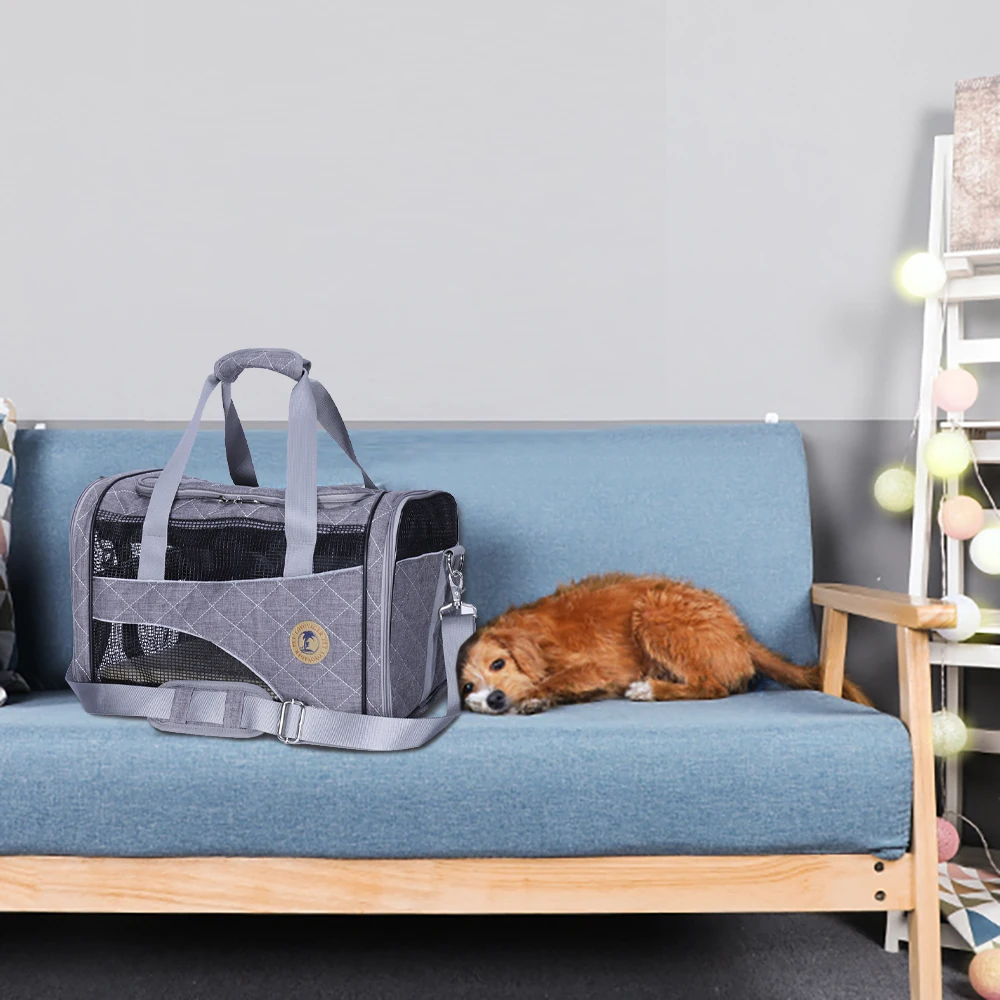 Авиакомпания утверждена Поезд Автомобиль Pet Перевозчик полиэстер волокно Сумка-переноска Перевозчик дышащий для собак кошек