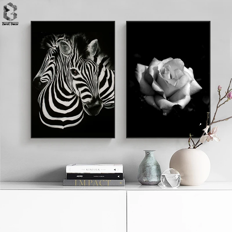 

Wall Art Canvas Painting Flower Posters And Prints Wall Pictures For Living Room Poster Nordic Horse Decoration Pictures