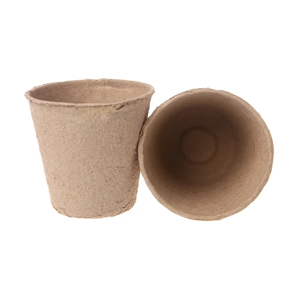 Tray Garden 50Pcs Round Biodegradable Paper Pulp Peat Pots Plant Nursery Cup Drop Shipping
