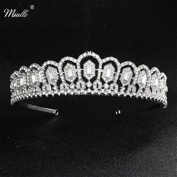 

Miallo Newest Classic Full Austrian Crystal Queen Princess Tiaras and Crowns Wedding Women Headpieces Bridal Crown Diadem