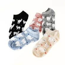 1 пара сезон: весна–лето Для женщин Kawaii Носки Alpaca с забавными персонажами из мультфильмов короткие носки с животными, мягкие хлопковые Повседневное носки 5 видов цветов