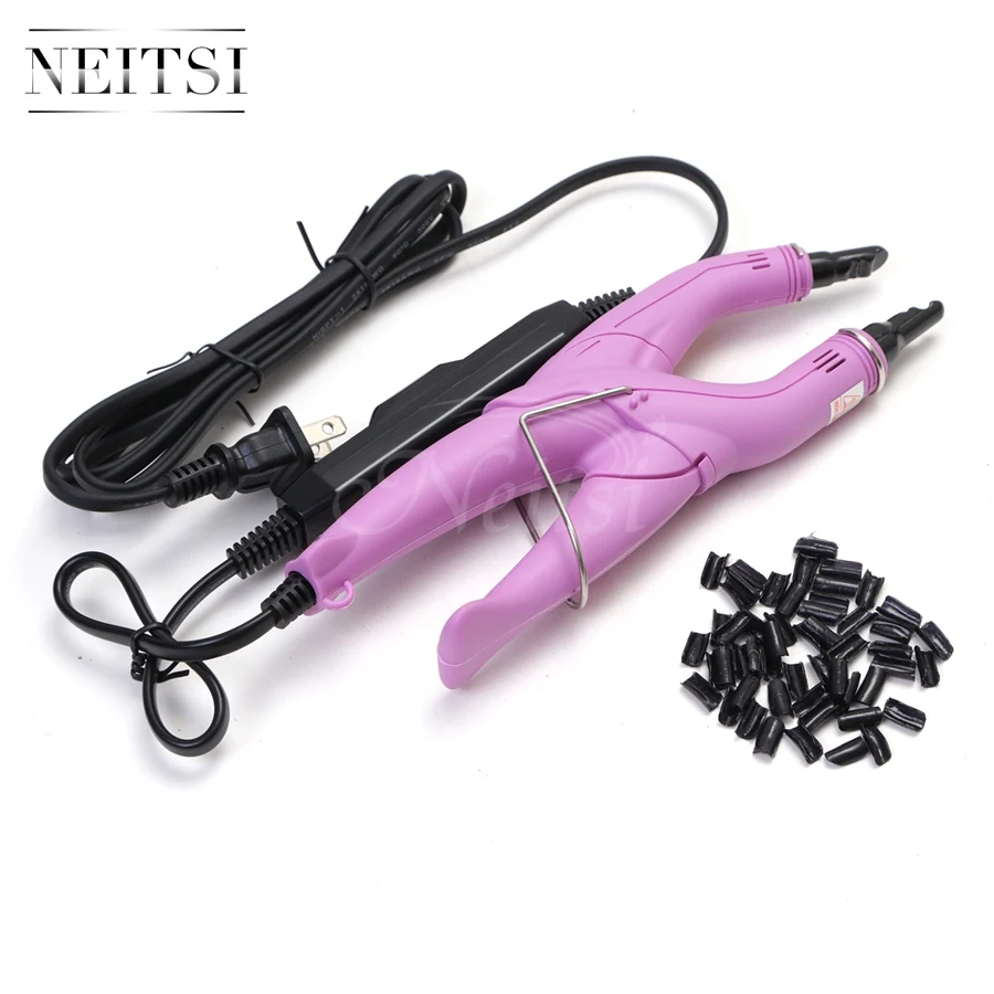 

Neitsi 1PC Pink# US Plug Hair Connector+50pcs U-Shapped Keratin Glue 3 Colors For Hair Extensions