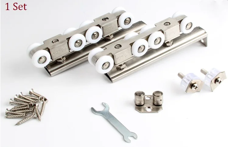 

best 304 Stainless Steel Hanging Sliding Wooden Door Roller Rollers 8 Wheels 120KG