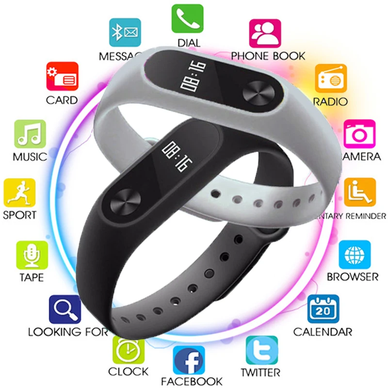Умный Браслет M2 водонепроницаемый браслет пульсометр фитнес трекер Bluetooth Smartband