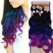 Synthetic-Hair-Extension Hair-Bundles Closure Wignee for Black Women Colorful with 3-Tone