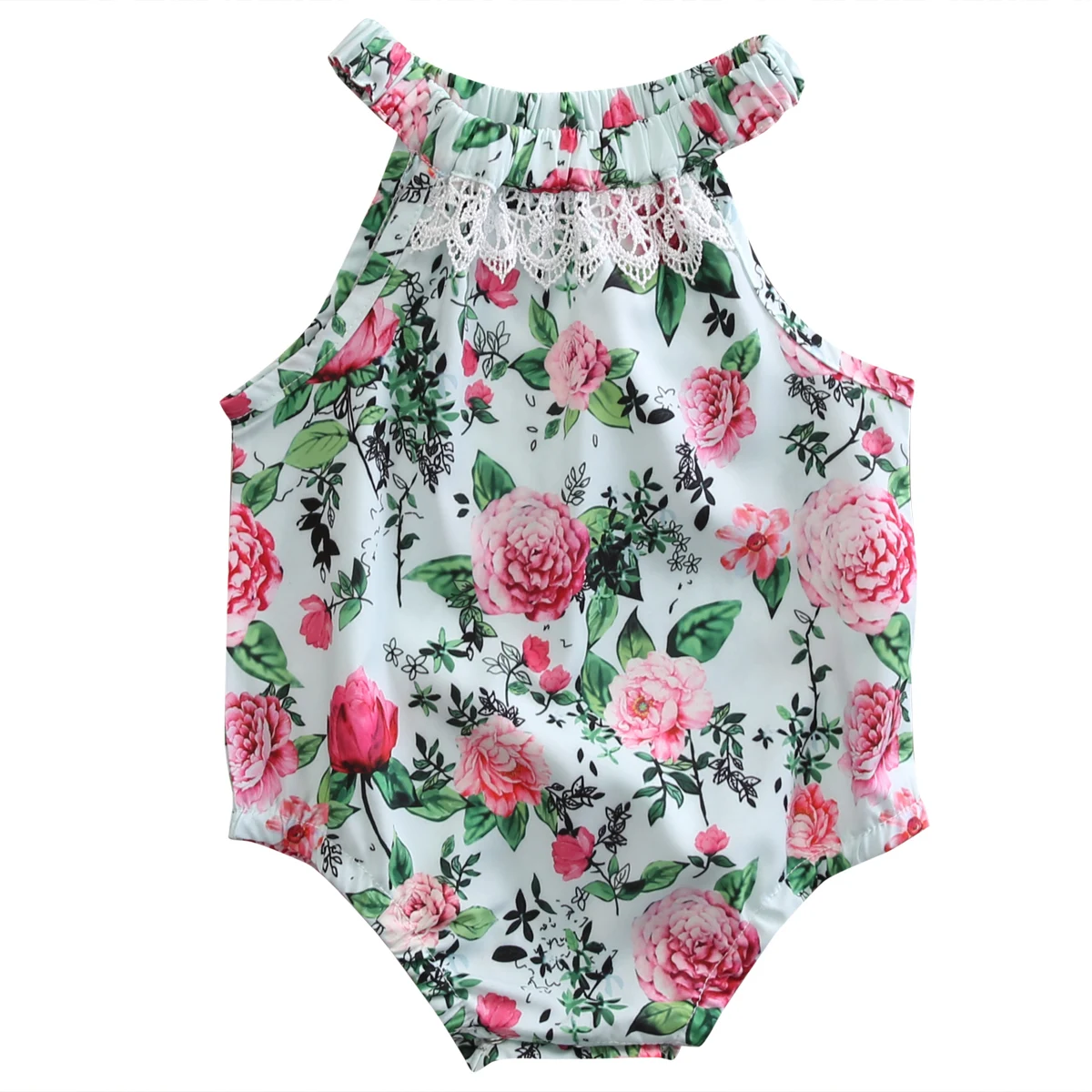 Newborn Babies Floral Bodysutis Kids Baby Lace Flower Clothes Girl