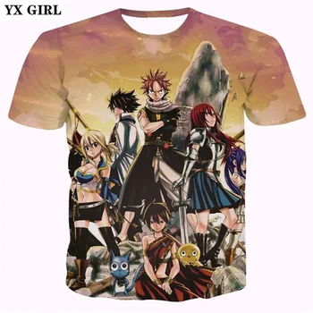 

YX GIRL Drop shipping 2018 summer New Fashion Mens 3d t-shirt Anime Fairy Tail/Attack on Titan Printed Women Men Cool T shirts