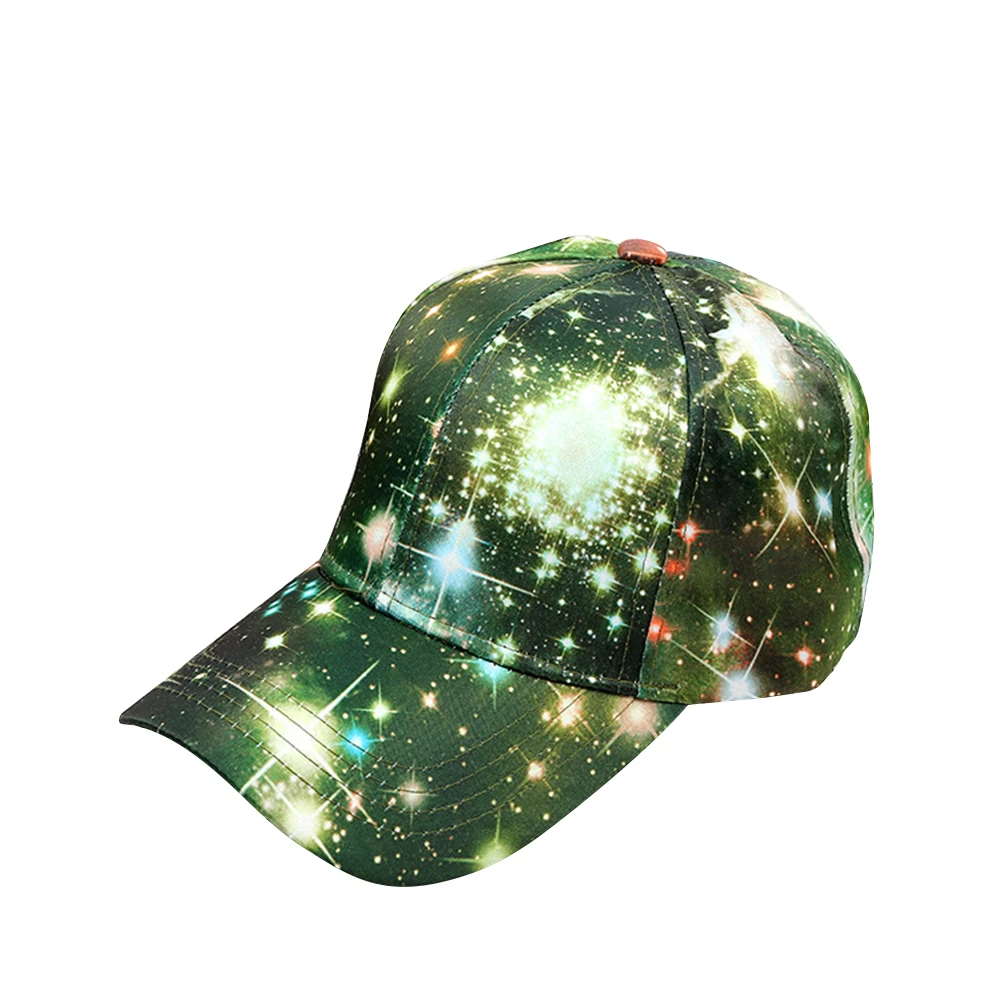 

Occident Baseball Cap Beach Colorful Starry Sky Hip Hop Hat Adjustable Summer Sunshade Hat (Green)