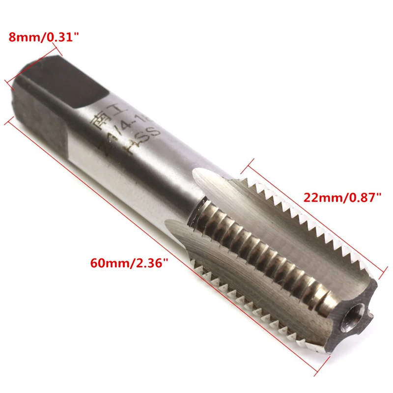 1 Piece High Speed Steel Screw Tap Plug Taper Pipe Tap Hand Tool Z1/4-18 Metal Screw Thread Machine Cutting Tool