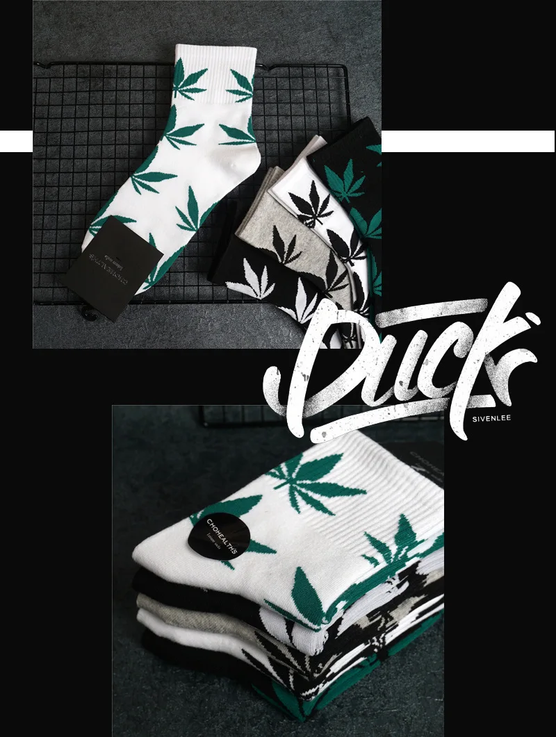 3 пар/лот harajuku мужские носки skarpetki weed Носки Уличная Скейтборд chaussettes homme meias спортивные летние листья клен повседневные