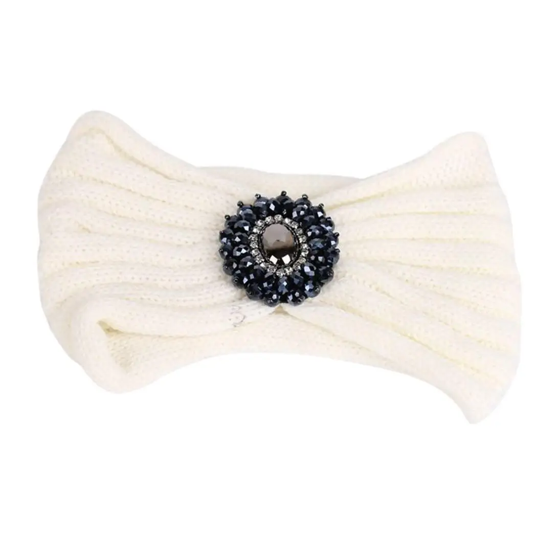 

Women Casual Solid Plastic Gem Headband Wool Headband