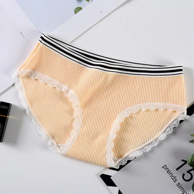 Hot sale Rib cotton Striped band fashion For Women Briefs Sexy lace