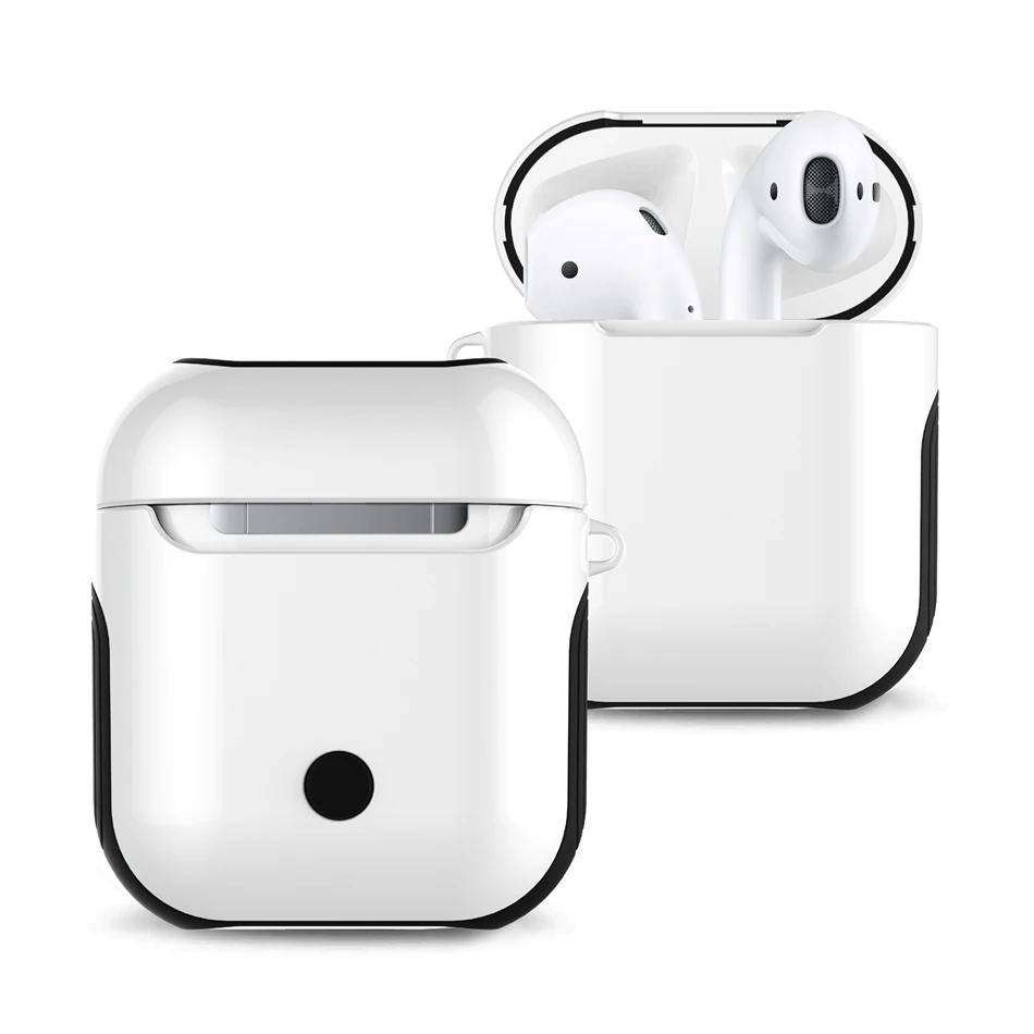 Для AirPods 2 чехол Bluetooth беспроводной Чехол для наушников для Apple защитный чехол для AirPods Глянцевая УФ-кожа аксессуары зарядная коробка - Цвет: White