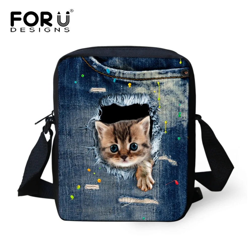 

FORUDESIGNS New Style Cute Printing Cats Messenger Mobile Purse Durable Shoulder Messenger Crossbody Bags