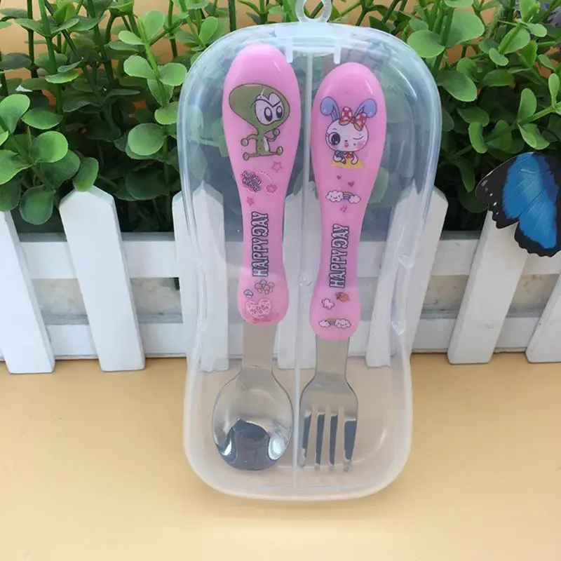 

1 Set Baby Tableware Spoon Fork Feeding Training Stainless Steel Cutlery