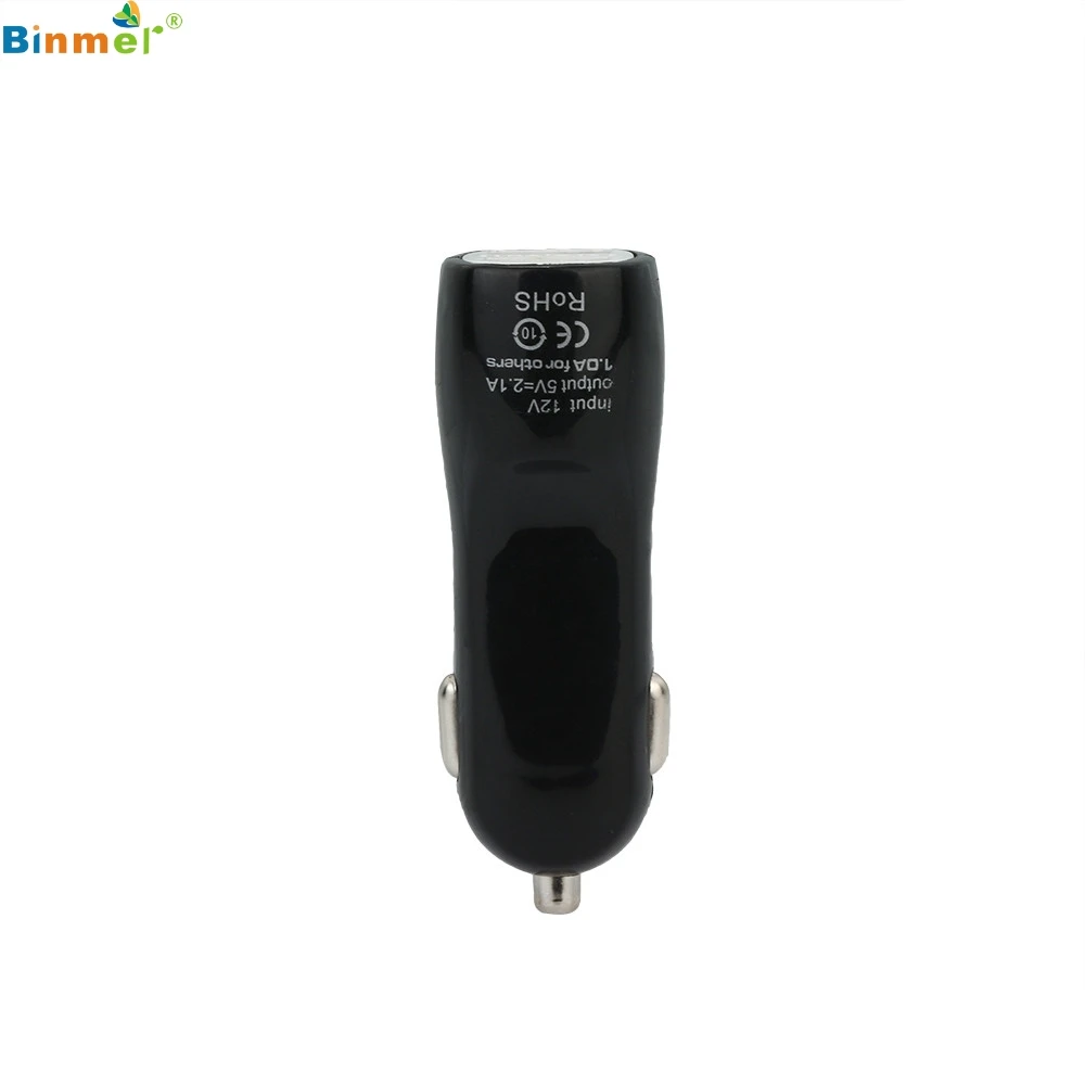 Binmer чистый черный практичный, высококачественный dual USB 2.1A металлическое зарядное устройство для автомобиля быстрой зарядки портативный