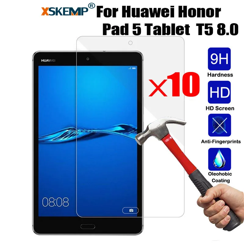 XSKEMP 10 шт Оптовая 9 H твердость закаленного Стекло Экран Защитная пленка для huawei почтовый ящик 5 Tablet T5 8,0 анти-разрушить кожу