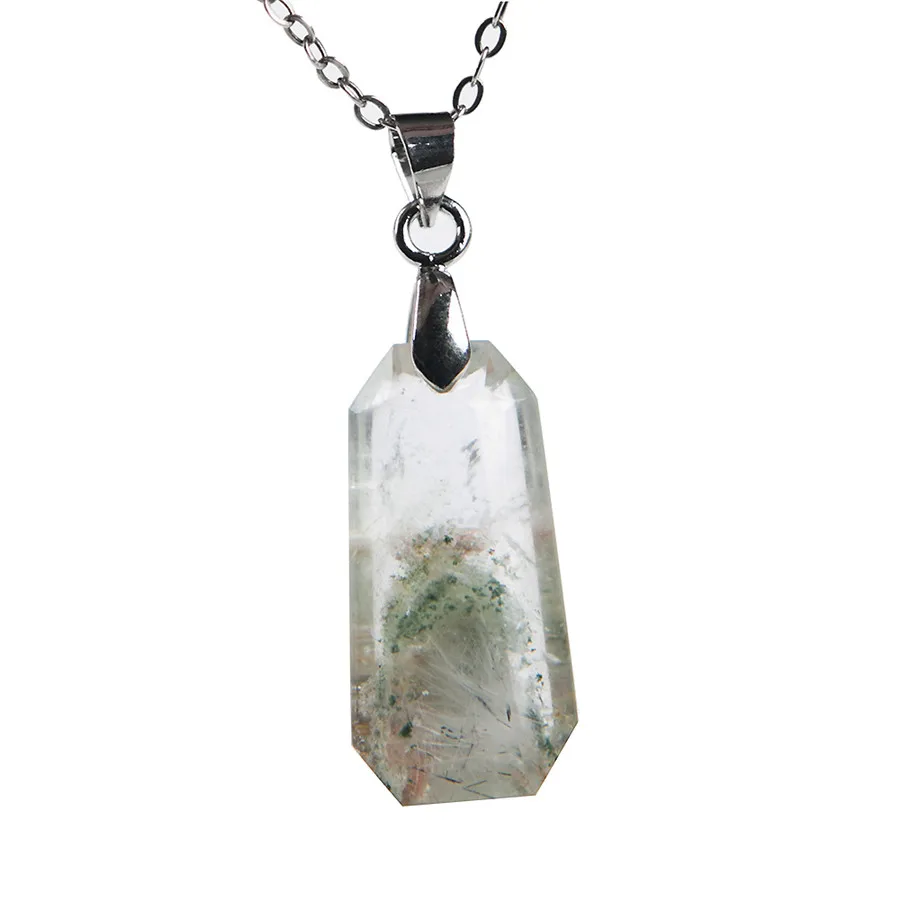 

Genuine Natural Green Phantom Quartz Crystal Women Healing Jewelry Charm Pendant