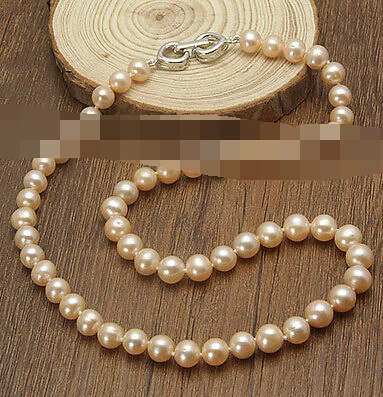 

FREE SHIPPING>>>@@ > 0732 Round Cultured Freshwater Pink real pearl Necklace