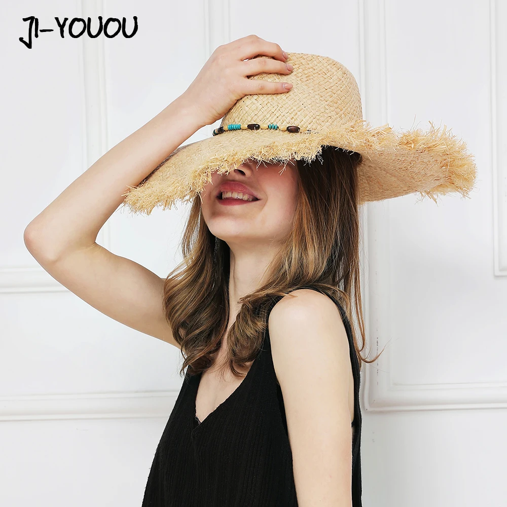 Повседневная модная пляжная шляпа Rafia, ковбойская шляпа в западном стиле с защитой от ультрафиолета для мужчин и женщин, Солнцезащитная соломенная шляпа