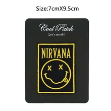4," Большой NIRVANA патч классический смайлик логотип вышитая музыкальная группа железный тяжелых металлов на индивидуальный дизайн доступен