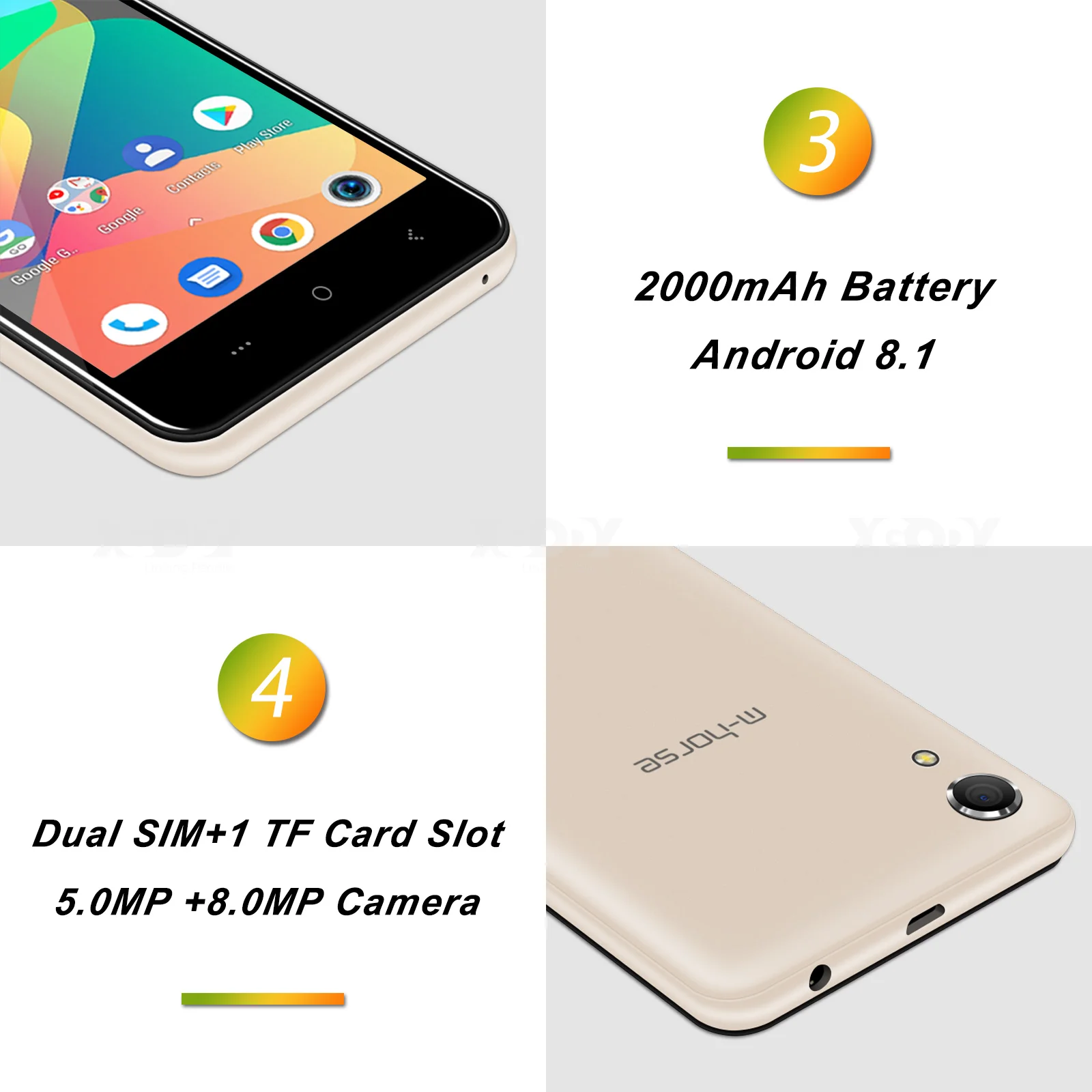 M HORSE M1 Android 8 1 18:9 5 0 дюймов мобильный телефон MTK6580 четырехъядерный ГБ ОЗУ Гб ПЗУ 3g
