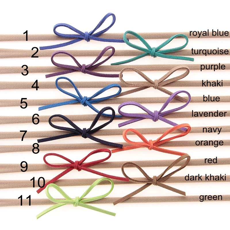 Nishine, 10 шт./лот, нейлоновая повязка на голову для девочек, эластичная лента для волос, замша, однотонный, сделай сам, бант, Детские аксессуары для волос, реквизит для фотографирования, реквизит