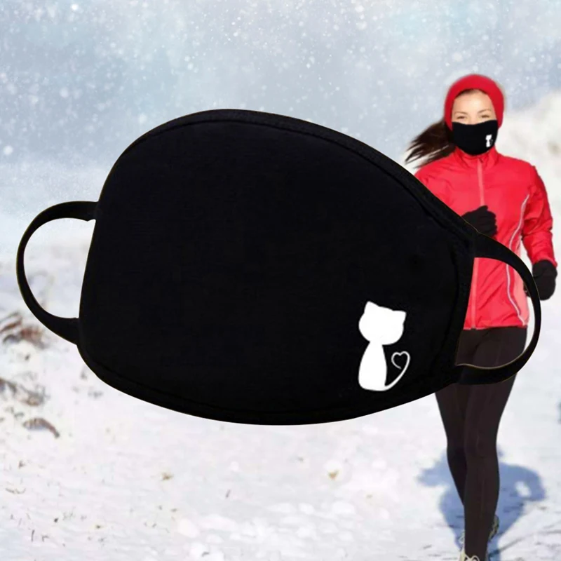 

Unisex Black Face Masks Winter Warm Thickening Mouth Mask Cotton Warm Dust Respirator Fashion Women Cycling Anti-Dust