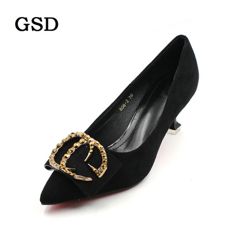 

New Women Pumps Sexy Pointed Toe High Heels Shoes Woman Luxury Designer Crystal Brand Shoes Flock High Heels Wedding Party Shoes